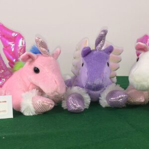 Soft Plush Unicorns with Wings are a very attractive and cuddly toy. Their cute faces, colourful mane and tail, and shiny extras, just add to their appeal.