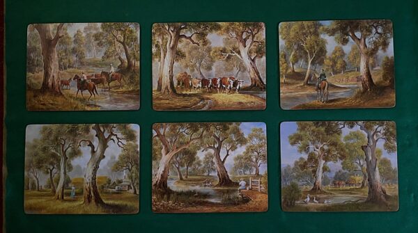 'Redgum Country' Placemats feature the artwork of Australian artist Almar Zaadstra depicting our spectacular outback where cattle farming is predominant.