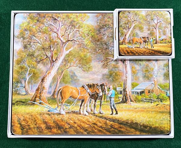 'Home Among the Gum Trees' Complete Set feature the artwork of Australian artist Almar Zaadstra - paintings of the Clydesdale horse and farm scenes