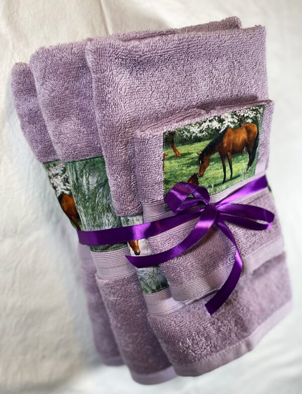 Personalised Towel Sets are handmade. Simply choose you Towel colour and combination and we add the decorative trim so that it's uniquely yours.